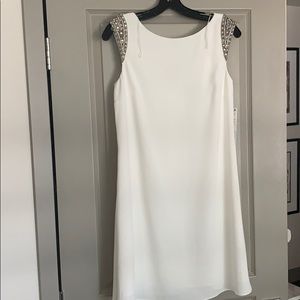 Aidan Mattox white crystal embellished dress
